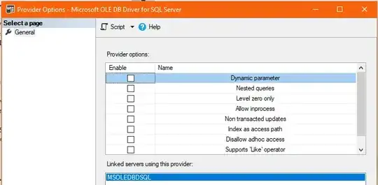 Microsoft OLE DB Driver for SQL Server Properties in 2016 CI instance