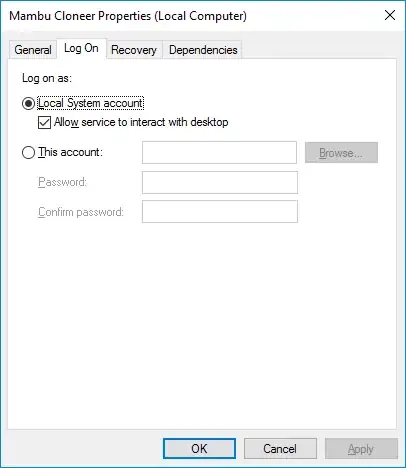 click allow service to interact with desktop