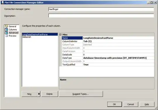 Connection Manager, advanced tab