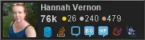 profile for Hannah Vernon on Stack Exchange, a network of free, community-driven Q&A sites