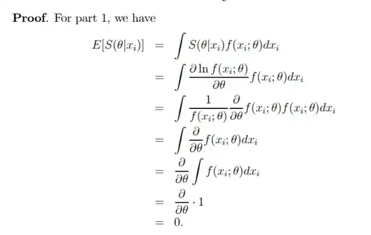 Proof of the expected value of the score function