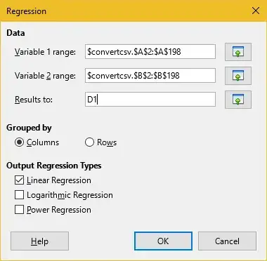 LibreOffice Regression dialog box