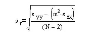 standard deviation about the regression formula