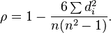 second formula to calculate Spearman