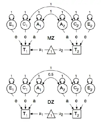 SEM models for identical & fraternal twins