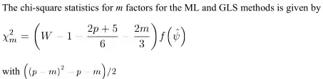 Formula for ML and GLS goodness-of-fit tests in SPSS EFA