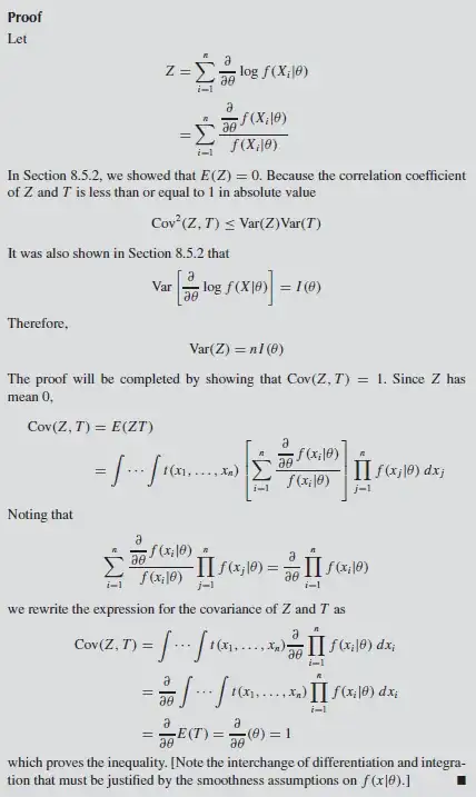 Cramer Rao Inequality Proof