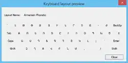 Armenian computer keyboard layout